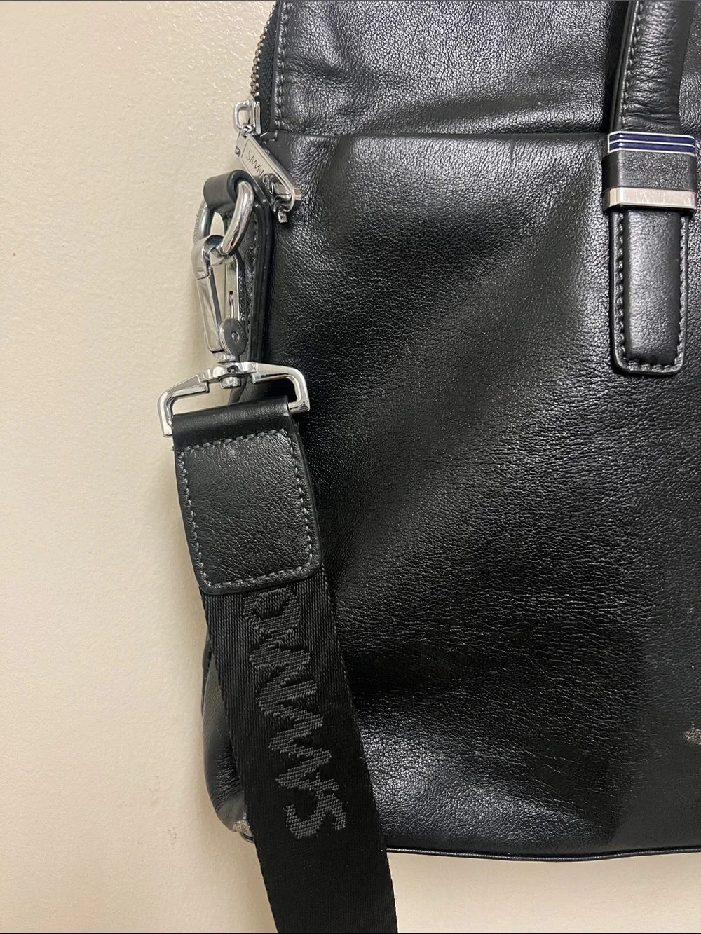 Leather Black Quilted Laptop Bag Briefcase